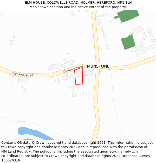 ELM HOUSE, COLDWELLS ROAD, HOLMER, HEREFORD, HR1 1LH: Location map and indicative extent of plot