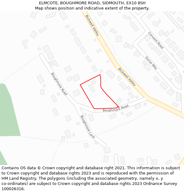 ELMCOTE, BOUGHMORE ROAD, SIDMOUTH, EX10 8SH: Location map and indicative extent of plot