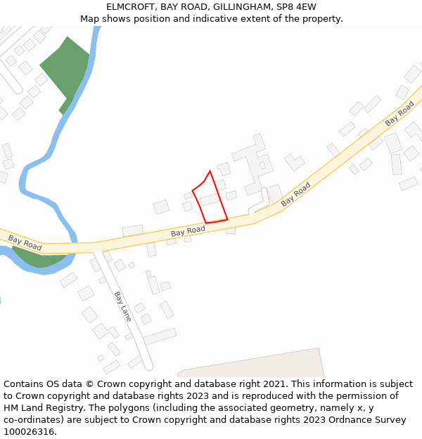 ELMCROFT, BAY ROAD, GILLINGHAM, SP8 4EW: Location map and indicative extent of plot