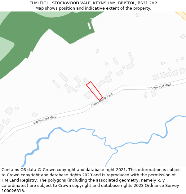 ELMLEIGH, STOCKWOOD VALE, KEYNSHAM, BRISTOL, BS31 2AP: Location map and indicative extent of plot