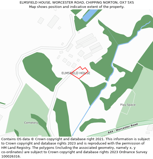 ELMSFIELD HOUSE, WORCESTER ROAD, CHIPPING NORTON, OX7 5XS: Location map and indicative extent of plot