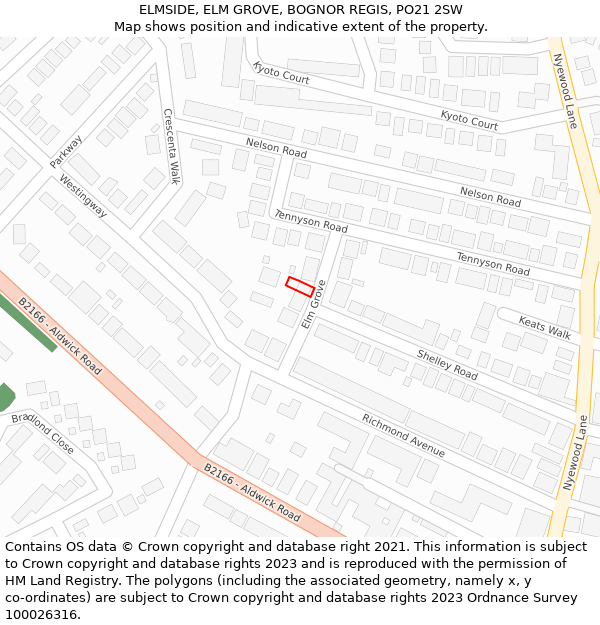 ELMSIDE, ELM GROVE, BOGNOR REGIS, PO21 2SW: Location map and indicative extent of plot