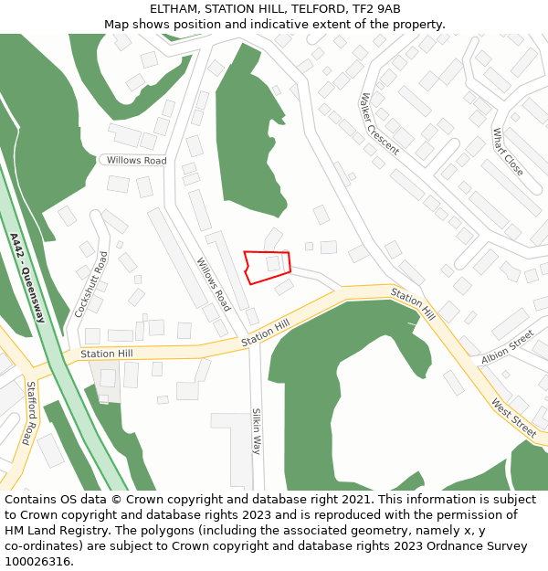 ELTHAM, STATION HILL, TELFORD, TF2 9AB: Location map and indicative extent of plot