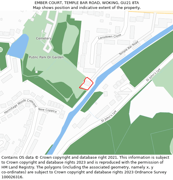 EMBER COURT, TEMPLE BAR ROAD, WOKING, GU21 8TA: Location map and indicative extent of plot
