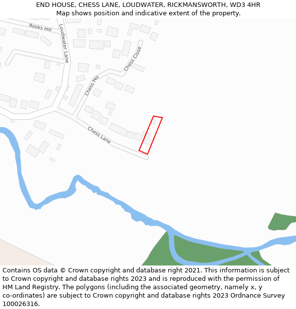 END HOUSE, CHESS LANE, LOUDWATER, RICKMANSWORTH, WD3 4HR: Location map and indicative extent of plot