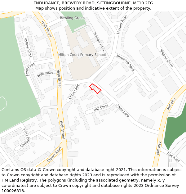 ENDURANCE, BREWERY ROAD, SITTINGBOURNE, ME10 2EG: Location map and indicative extent of plot