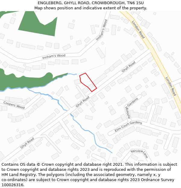 ENGLEBERG, GHYLL ROAD, CROWBOROUGH, TN6 1SU: Location map and indicative extent of plot