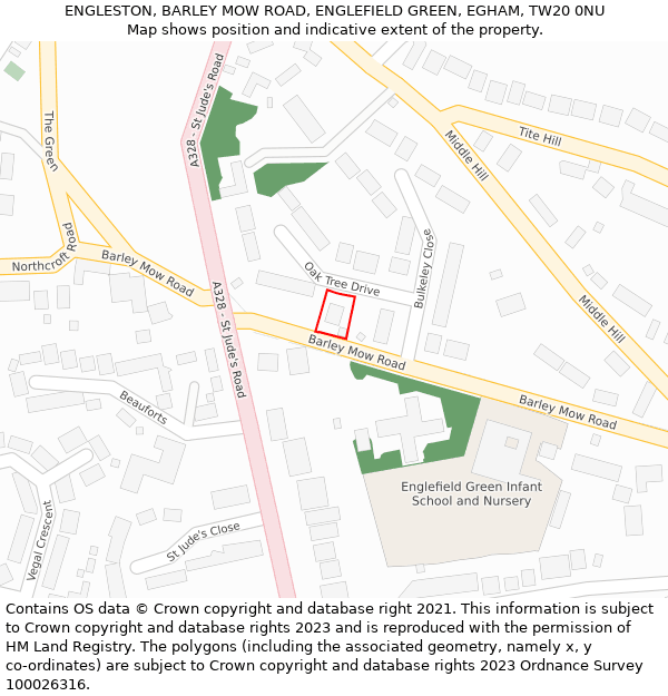 ENGLESTON, BARLEY MOW ROAD, ENGLEFIELD GREEN, EGHAM, TW20 0NU: Location map and indicative extent of plot