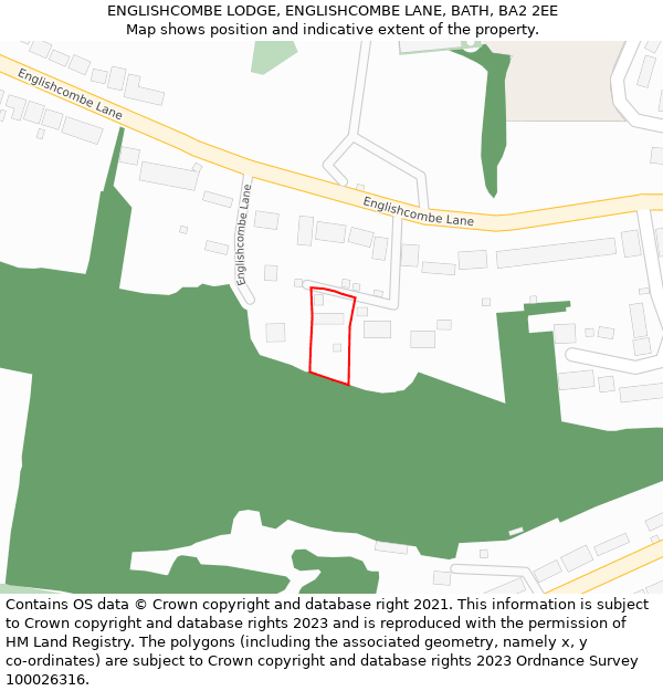 ENGLISHCOMBE LODGE, ENGLISHCOMBE LANE, BATH, BA2 2EE: Location map and indicative extent of plot