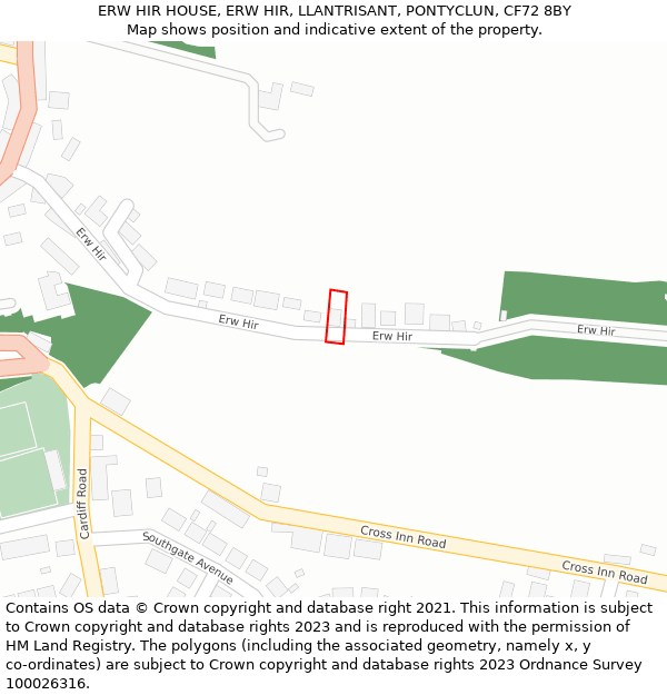 ERW HIR HOUSE, ERW HIR, LLANTRISANT, PONTYCLUN, CF72 8BY: Location map and indicative extent of plot