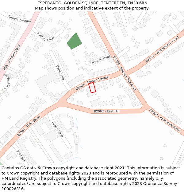 ESPERANTO, GOLDEN SQUARE, TENTERDEN, TN30 6RN: Location map and indicative extent of plot