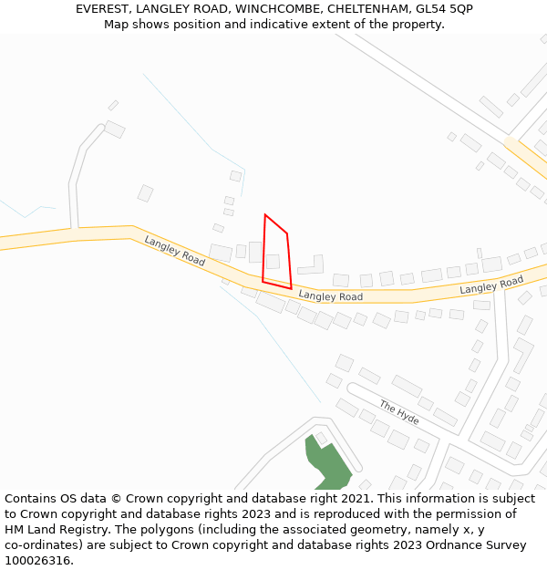 EVEREST, LANGLEY ROAD, WINCHCOMBE, CHELTENHAM, GL54 5QP: Location map and indicative extent of plot