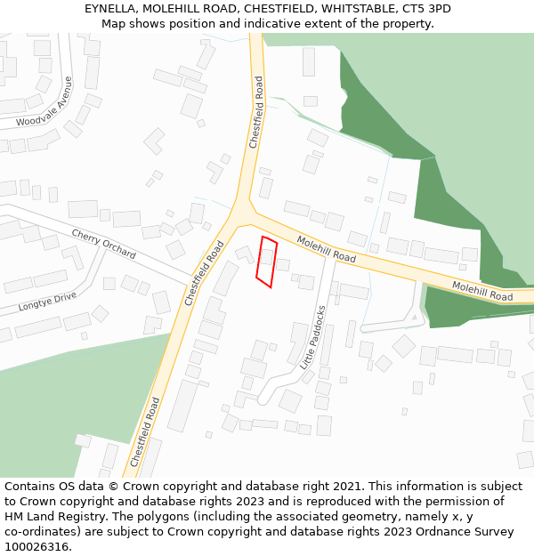 EYNELLA, MOLEHILL ROAD, CHESTFIELD, WHITSTABLE, CT5 3PD: Location map and indicative extent of plot