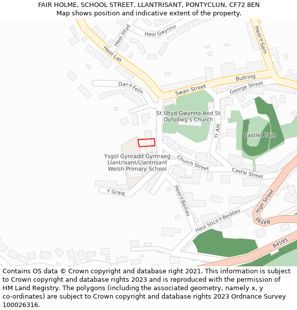 FAIR HOLME, SCHOOL STREET, LLANTRISANT, PONTYCLUN, CF72 8EN: Location map and indicative extent of plot