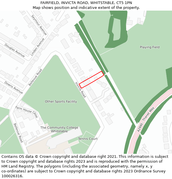 FAIRFIELD, INVICTA ROAD, WHITSTABLE, CT5 1PN: Location map and indicative extent of plot