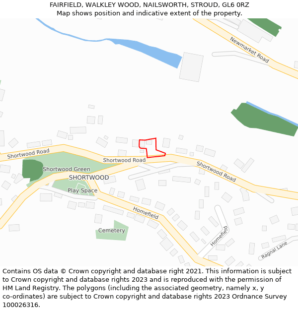 FAIRFIELD, WALKLEY WOOD, NAILSWORTH, STROUD, GL6 0RZ: Location map and indicative extent of plot