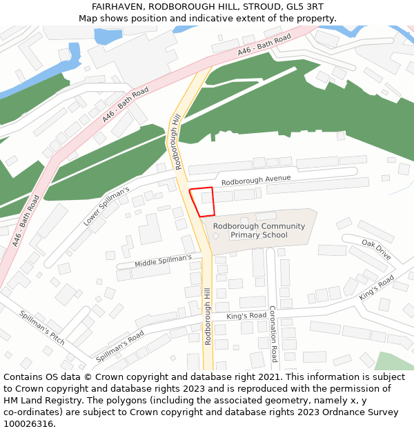 FAIRHAVEN, RODBOROUGH HILL, STROUD, GL5 3RT: Location map and indicative extent of plot