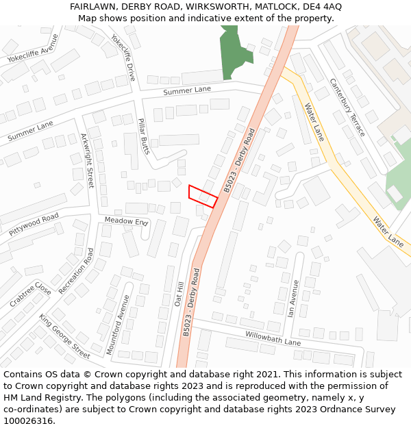 FAIRLAWN, DERBY ROAD, WIRKSWORTH, MATLOCK, DE4 4AQ: Location map and indicative extent of plot