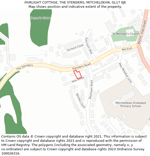 FAIRLIGHT COTTAGE, THE STENDERS, MITCHELDEAN, GL17 0JE: Location map and indicative extent of plot
