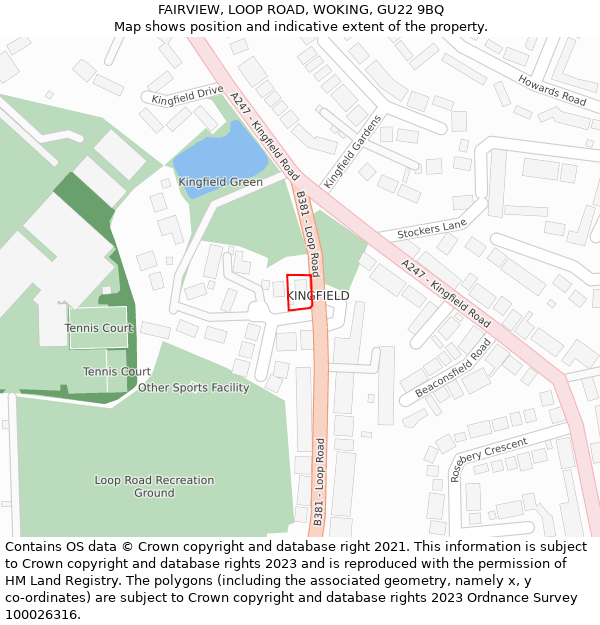 FAIRVIEW, LOOP ROAD, WOKING, GU22 9BQ: Location map and indicative extent of plot