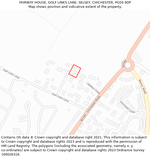 FAIRWAY HOUSE, GOLF LINKS LANE, SELSEY, CHICHESTER, PO20 9DP: Location map and indicative extent of plot