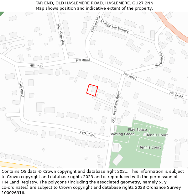 FAR END, OLD HASLEMERE ROAD, HASLEMERE, GU27 2NN: Location map and indicative extent of plot