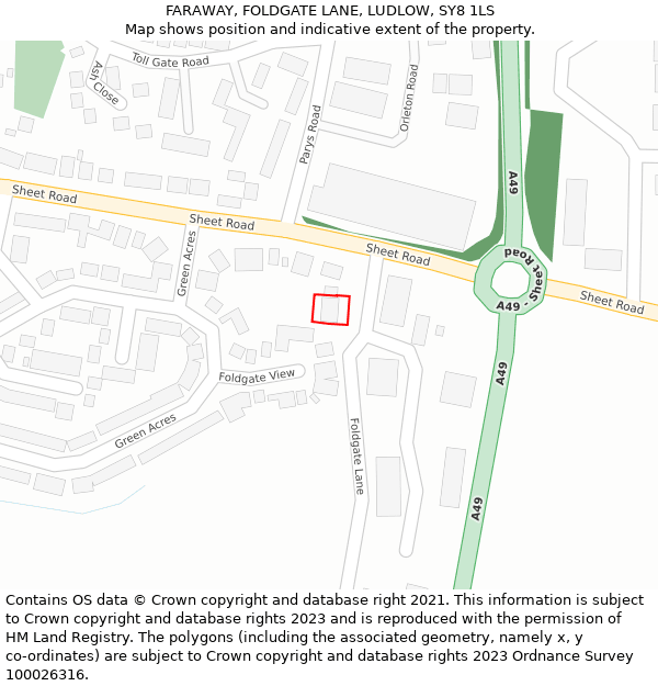 FARAWAY, FOLDGATE LANE, LUDLOW, SY8 1LS: Location map and indicative extent of plot