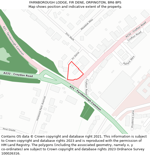 FARNBOROUGH LODGE, FIR DENE, ORPINGTON, BR6 8PS: Location map and indicative extent of plot