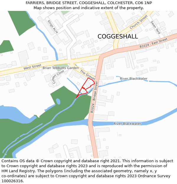 FARRIERS, BRIDGE STREET, COGGESHALL, COLCHESTER, CO6 1NP: Location map and indicative extent of plot