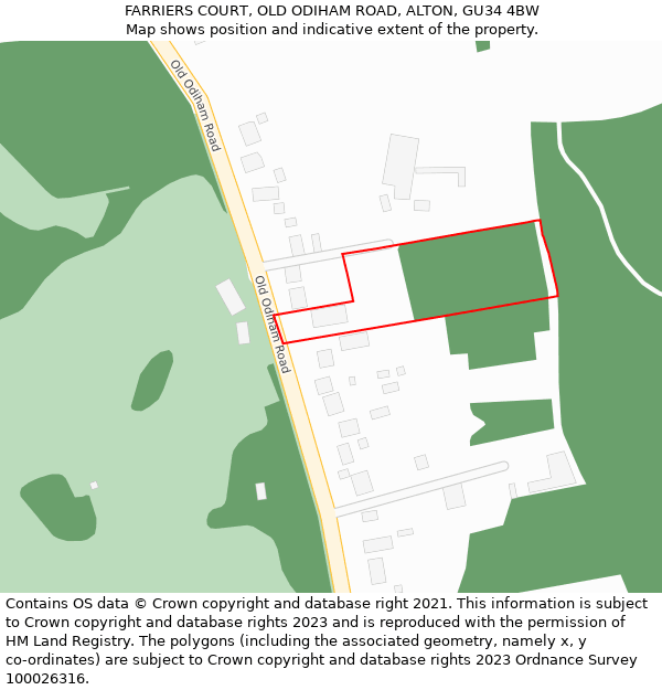 FARRIERS COURT, OLD ODIHAM ROAD, ALTON, GU34 4BW: Location map and indicative extent of plot