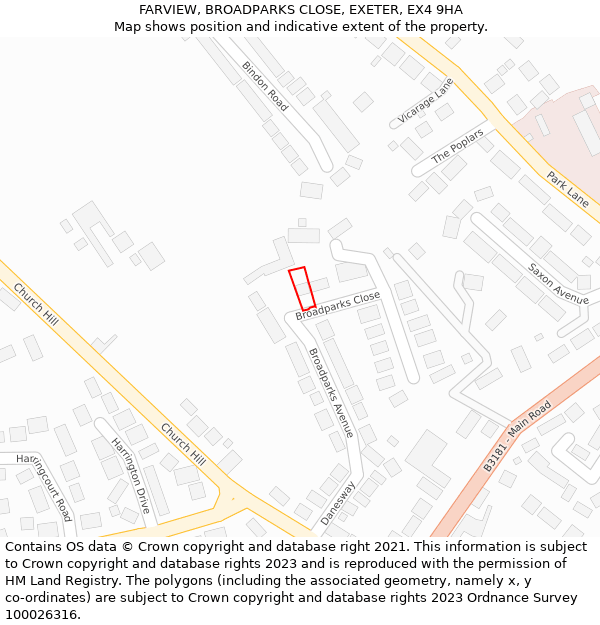 FARVIEW, BROADPARKS CLOSE, EXETER, EX4 9HA: Location map and indicative extent of plot