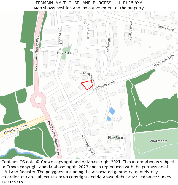 FERMAIN, MALTHOUSE LANE, BURGESS HILL, RH15 9XA: Location map and indicative extent of plot