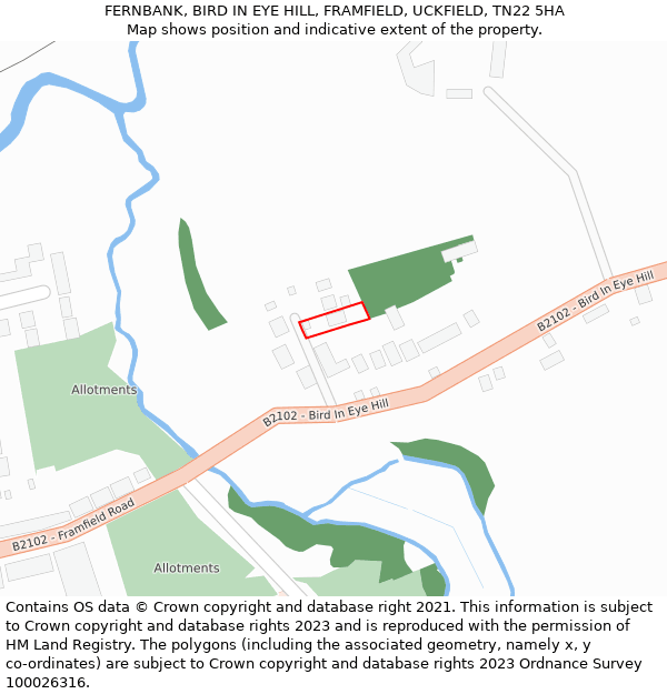 FERNBANK, BIRD IN EYE HILL, FRAMFIELD, UCKFIELD, TN22 5HA: Location map and indicative extent of plot