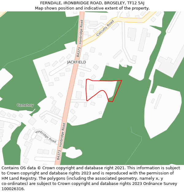 FERNDALE, IRONBRIDGE ROAD, BROSELEY, TF12 5AJ: Location map and indicative extent of plot
