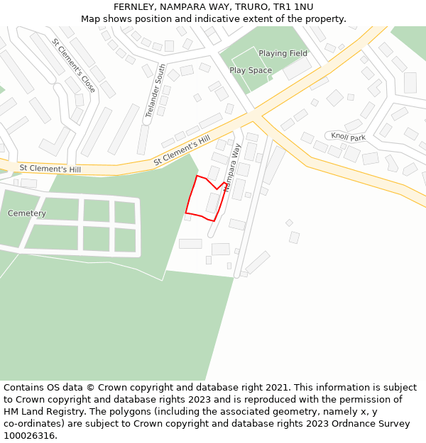 FERNLEY, NAMPARA WAY, TRURO, TR1 1NU: Location map and indicative extent of plot