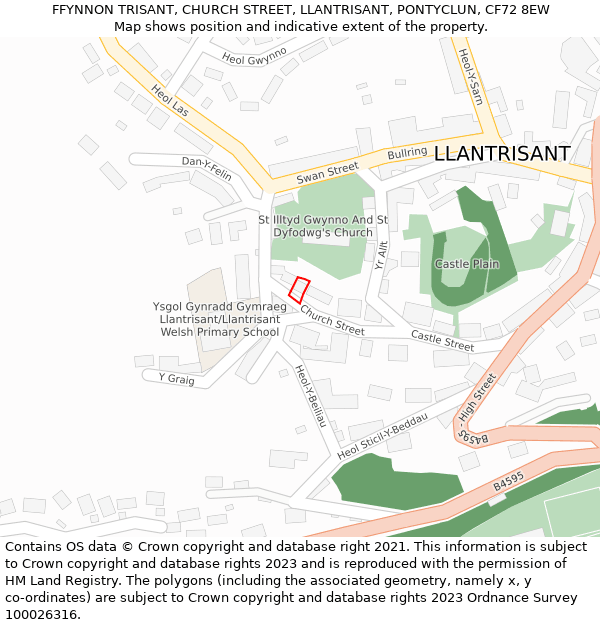 FFYNNON TRISANT, CHURCH STREET, LLANTRISANT, PONTYCLUN, CF72 8EW: Location map and indicative extent of plot
