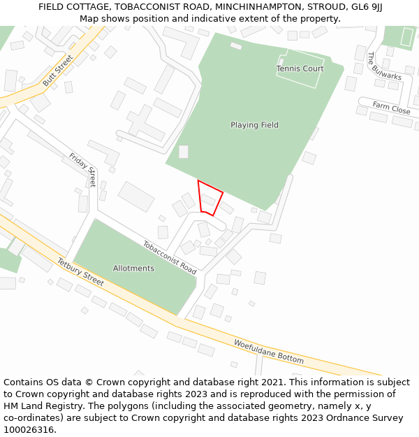 FIELD COTTAGE, TOBACCONIST ROAD, MINCHINHAMPTON, STROUD, GL6 9JJ: Location map and indicative extent of plot