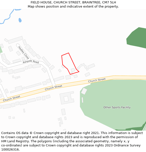 FIELD HOUSE, CHURCH STREET, BRAINTREE, CM7 5LH: Location map and indicative extent of plot