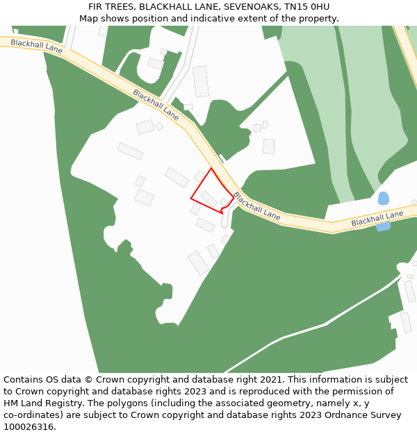 FIR TREES, BLACKHALL LANE, SEVENOAKS, TN15 0HU: Location map and indicative extent of plot