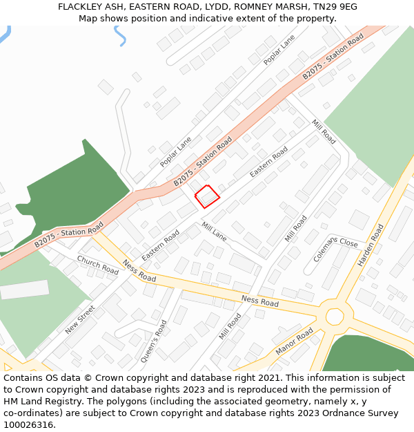 FLACKLEY ASH, EASTERN ROAD, LYDD, ROMNEY MARSH, TN29 9EG: Location map and indicative extent of plot