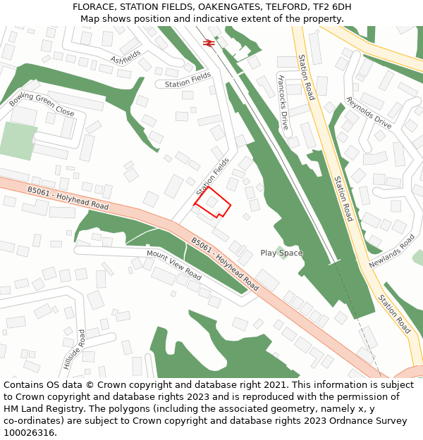 FLORACE, STATION FIELDS, OAKENGATES, TELFORD, TF2 6DH: Location map and indicative extent of plot