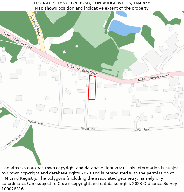 FLORALIES, LANGTON ROAD, TUNBRIDGE WELLS, TN4 8XA: Location map and indicative extent of plot