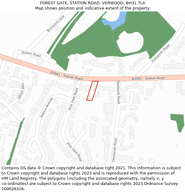 FOREST GATE, STATION ROAD, VERWOOD, BH31 7LA: Location map and indicative extent of plot