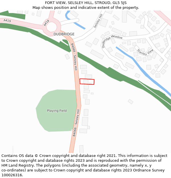 FORT VIEW, SELSLEY HILL, STROUD, GL5 5JS: Location map and indicative extent of plot