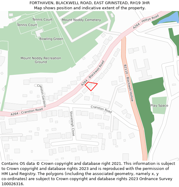 FORTHAVEN, BLACKWELL ROAD, EAST GRINSTEAD, RH19 3HR: Location map and indicative extent of plot