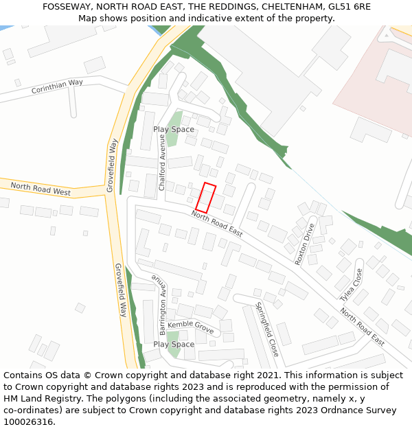 FOSSEWAY, NORTH ROAD EAST, THE REDDINGS, CHELTENHAM, GL51 6RE: Location map and indicative extent of plot