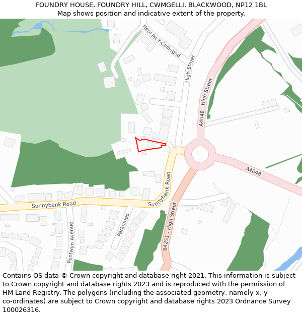 FOUNDRY HOUSE, FOUNDRY HILL, CWMGELLI, BLACKWOOD, NP12 1BL: Location map and indicative extent of plot