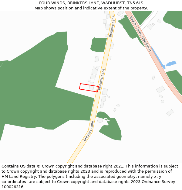 FOUR WINDS, BRINKERS LANE, WADHURST, TN5 6LS: Location map and indicative extent of plot