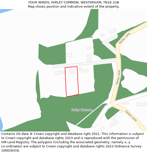 FOUR WINDS, FARLEY COMMON, WESTERHAM, TN16 1UB: Location map and indicative extent of plot