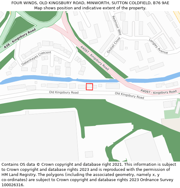 FOUR WINDS, OLD KINGSBURY ROAD, MINWORTH, SUTTON COLDFIELD, B76 9AE: Location map and indicative extent of plot
